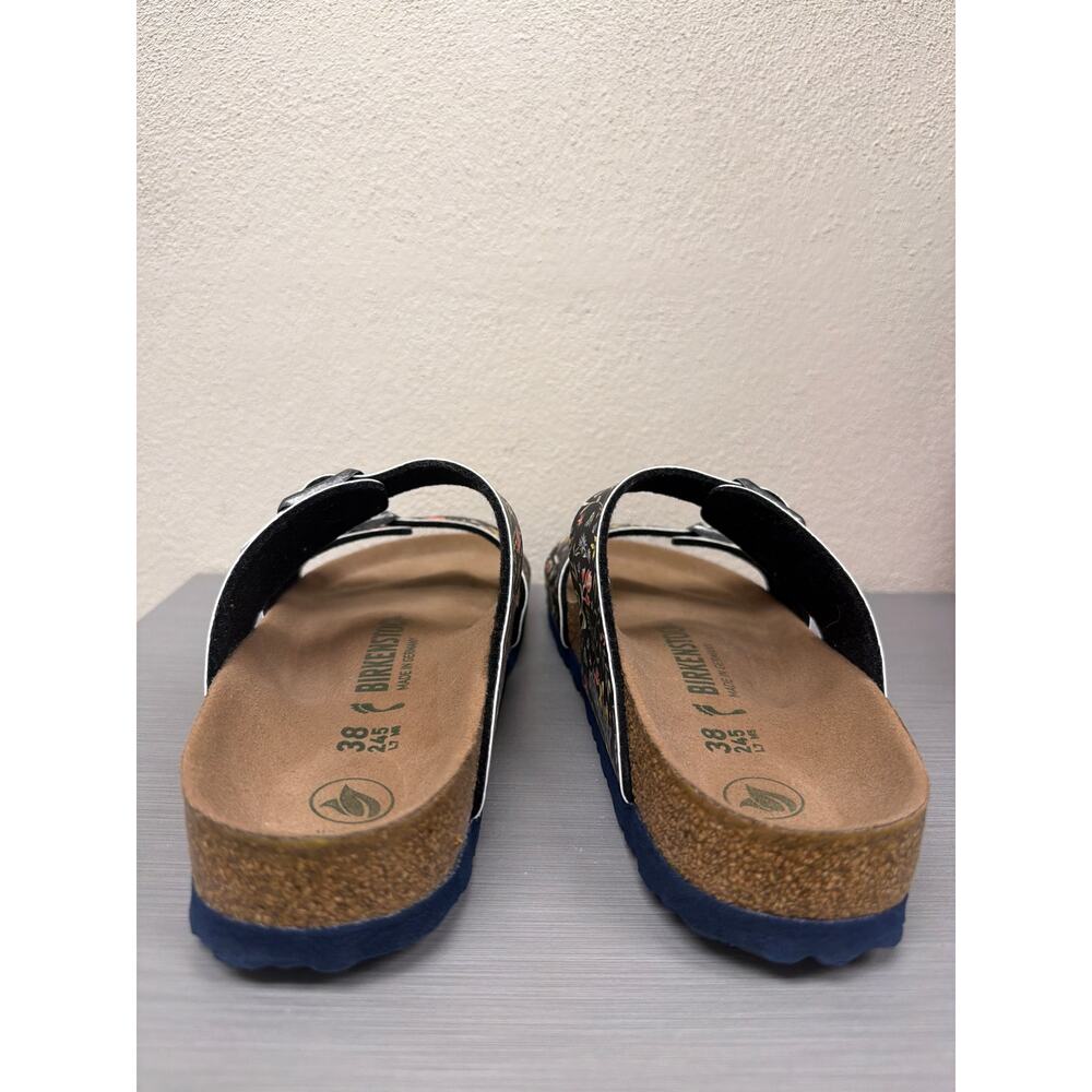 Birkenstock Vegan Sydney Sandals Slides Birko Flor Watercolor Flower Navy Sz 38 - Picture 5 of 8